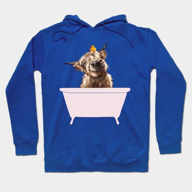 Playful Highland Cow in Bathtub Hoodie by bignosework